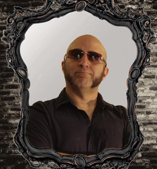 Evil hypnotist The Shadow Priest, in the mirror